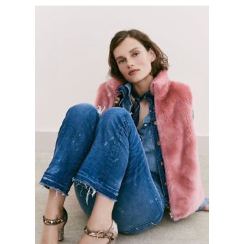 NWT J.Crew Pink Faux Fur Vest - Picture 3 of 7